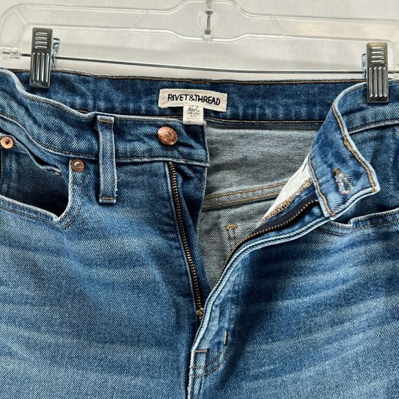 Rivet & Thread High Rise Stovepipe Straight Leg Jeans Size 27 Stretch Denim Blue - Picture 13 of 15